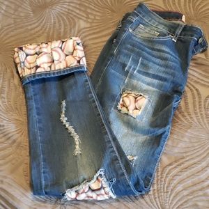 Women's Straight Fit Jeans With Baseball Patches